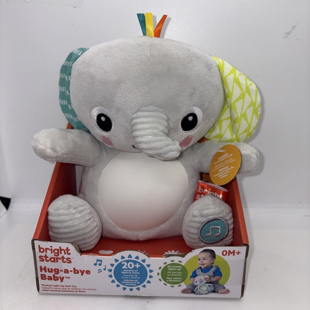Bright Starts‎ Hug-a-Bye Baby Elephant Stuffed Animal Dual-Mode Soft Toy Soother